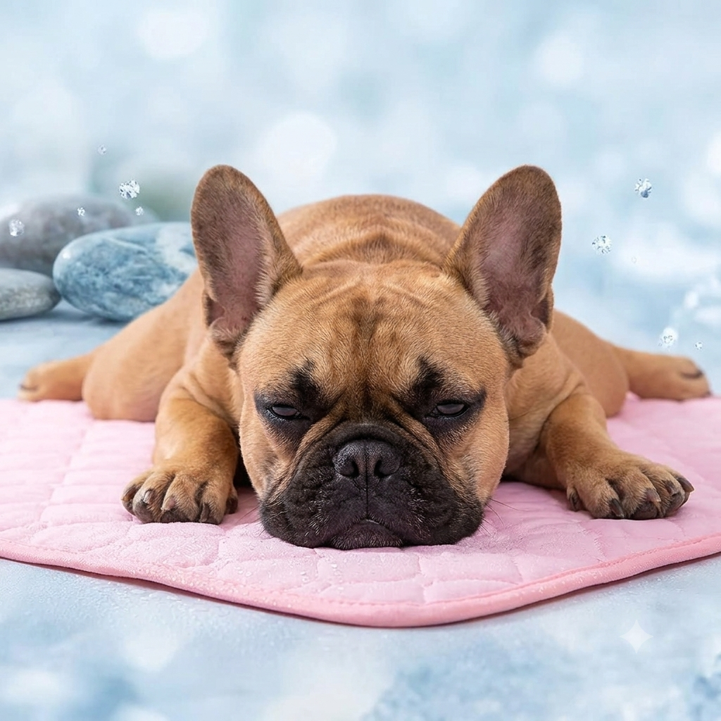 Chien allongé sur un tapis fraîchissant gel en été - Tapis Fraîchissant Gel LuxPaw