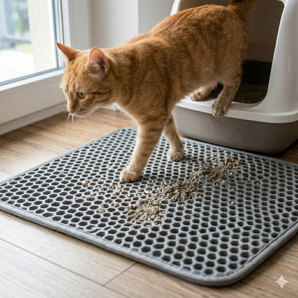 Tapis anti-litière pour chat gris piège les grains de litière - Tapis Anti-Sable LuxPaw