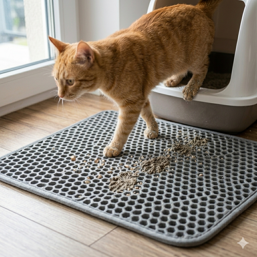 Tapis anti-litière pour chat gris piège les grains de litière - Tapis Anti-Sable LuxPaw