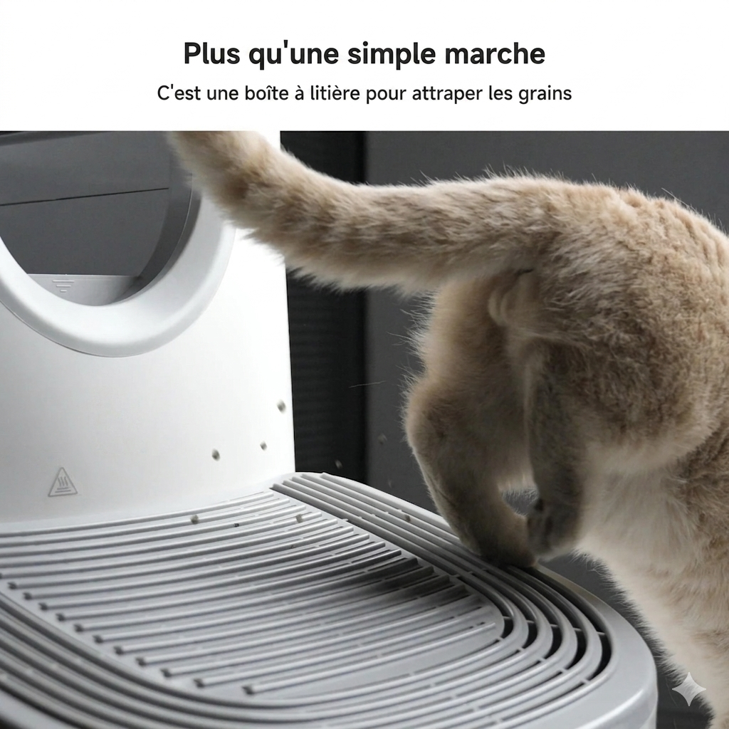 Plus jamais de litière au sol - Stepper 3en1 avec Rangement