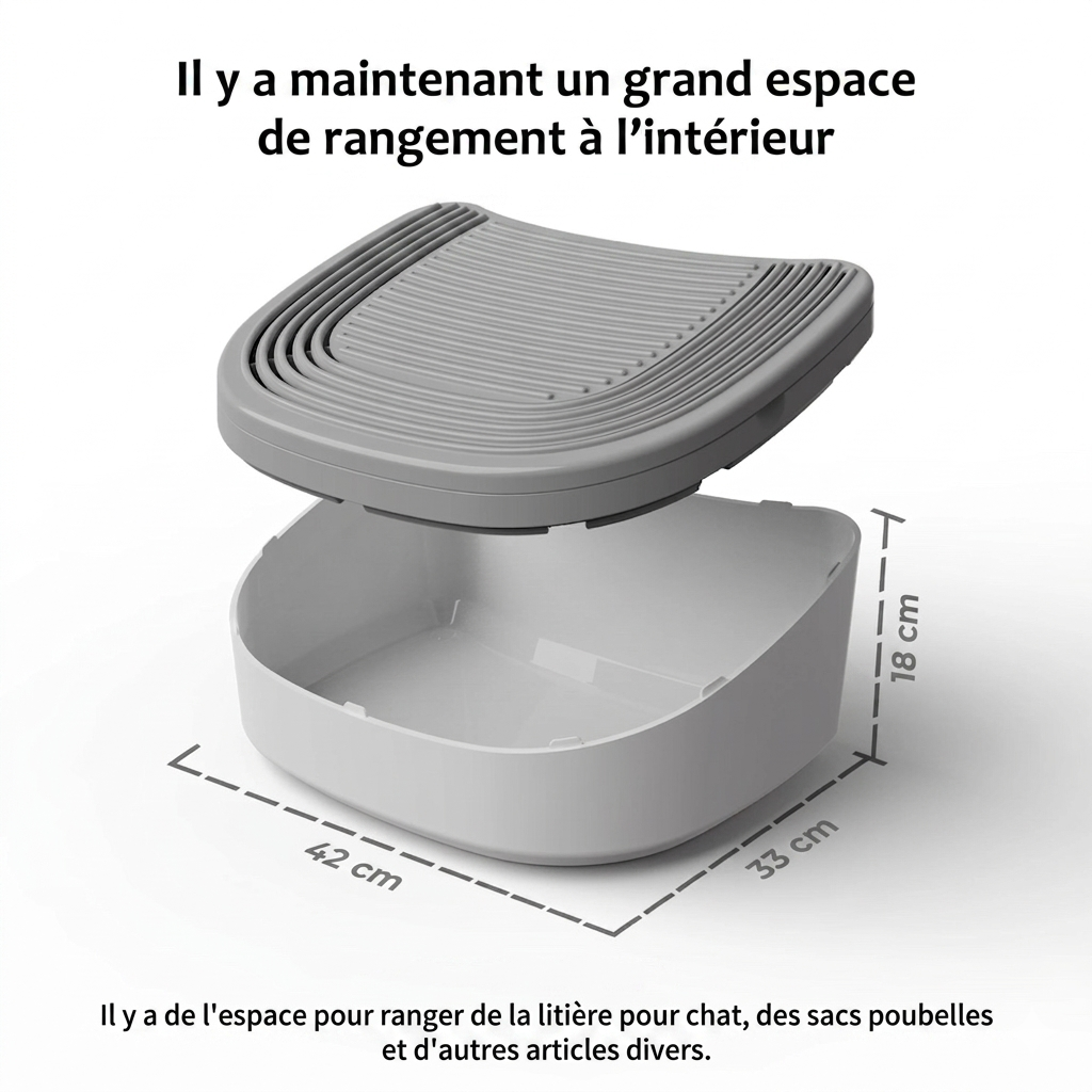 Plus jamais de litière au sol - Stepper 3en1 avec Rangement