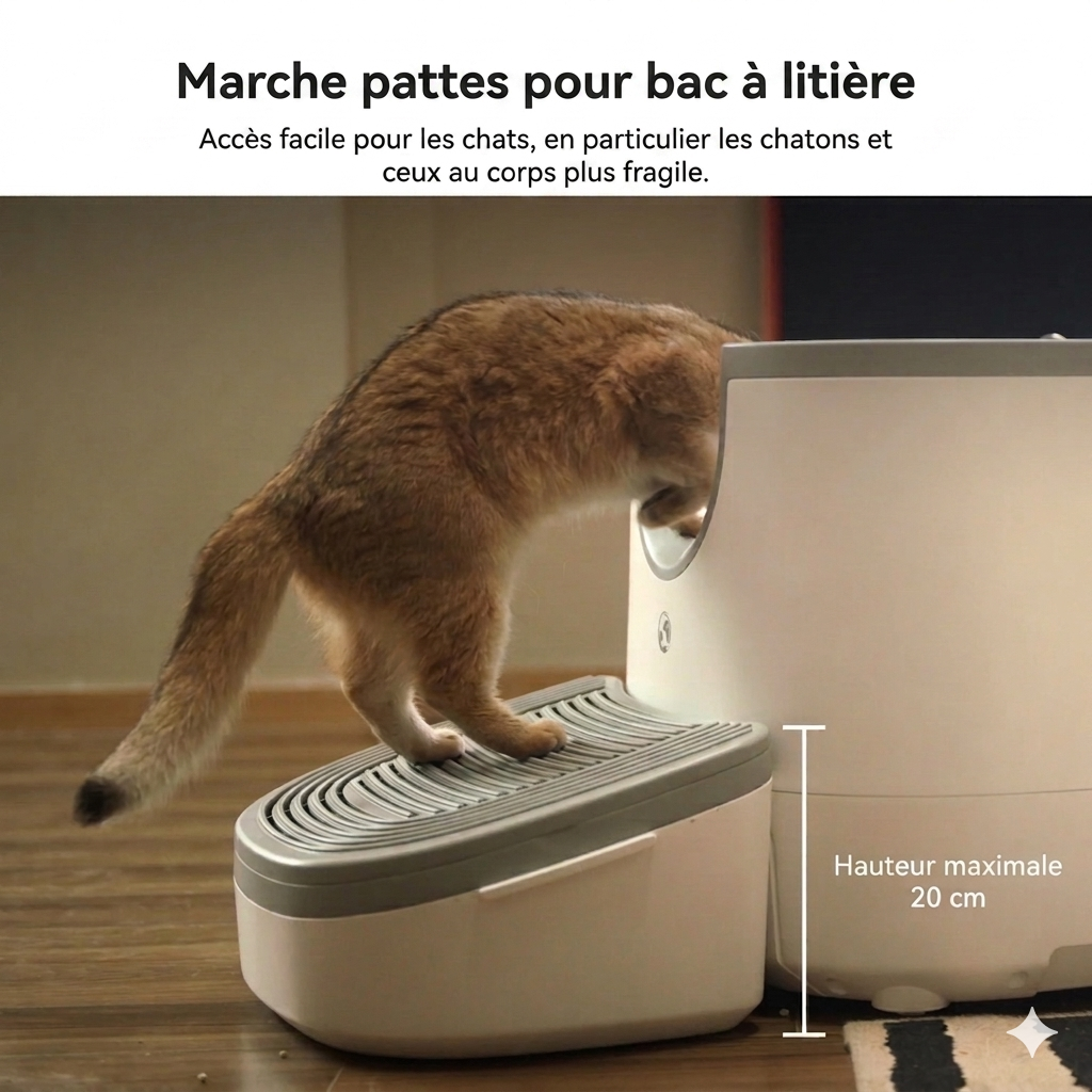 Plus jamais de litière au sol - Stepper 3en1 avec Rangement