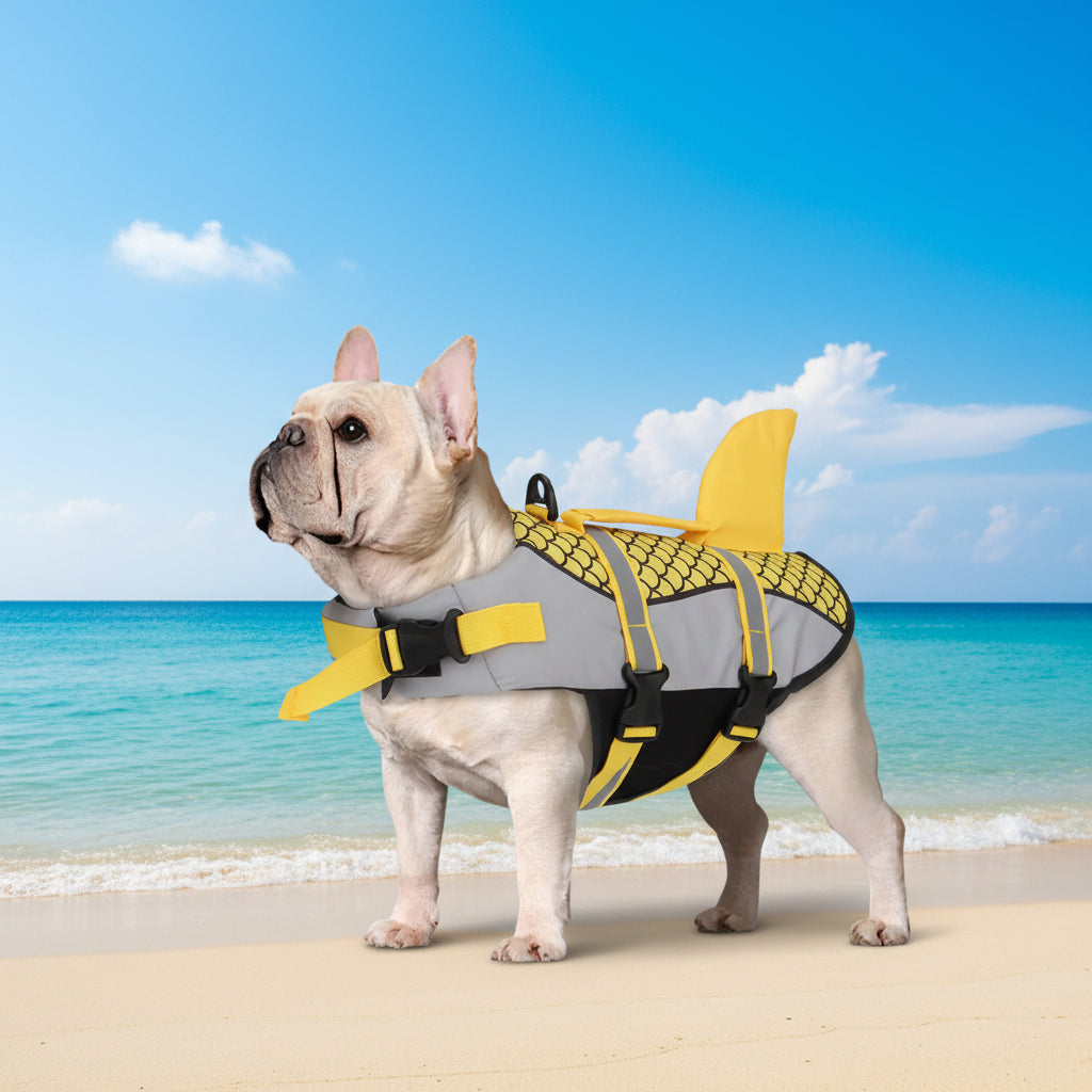 🐶 Gilet de Sauvetage Requin pour Chien — Natation & Sécurité Estivale